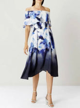 COAST white/blue printed dress S RRP 2,500