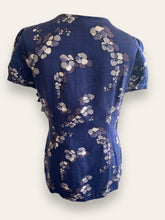 SACOOR BROTHERS navy floral silk top M