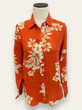TRENERY Orange/White floral linen Shirt XS