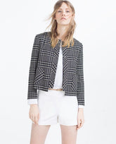 ZARA plaid checkered cropped Blazer XS