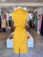 Karen Millen mustard s/less trench-style dress w belt 10