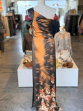 Roberto Cavalli One-Shoulder Satin Floral Evening Gown size 10 (Not authenticated)