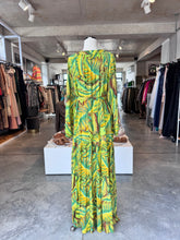Tropez collection greens/mustard/brown maxi dress L