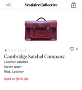 Cambridge Satchel red leather laptop bag RRP $235