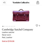 Cambridge Satchel red leather laptop bag RRP $235