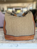 Fossil tan leather and canvas handbag RRP 3.5K