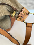 Fossil tan leather and canvas handbag RRP 3.5K