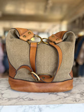 Fossil tan leather and canvas handbag RRP 3.5K
