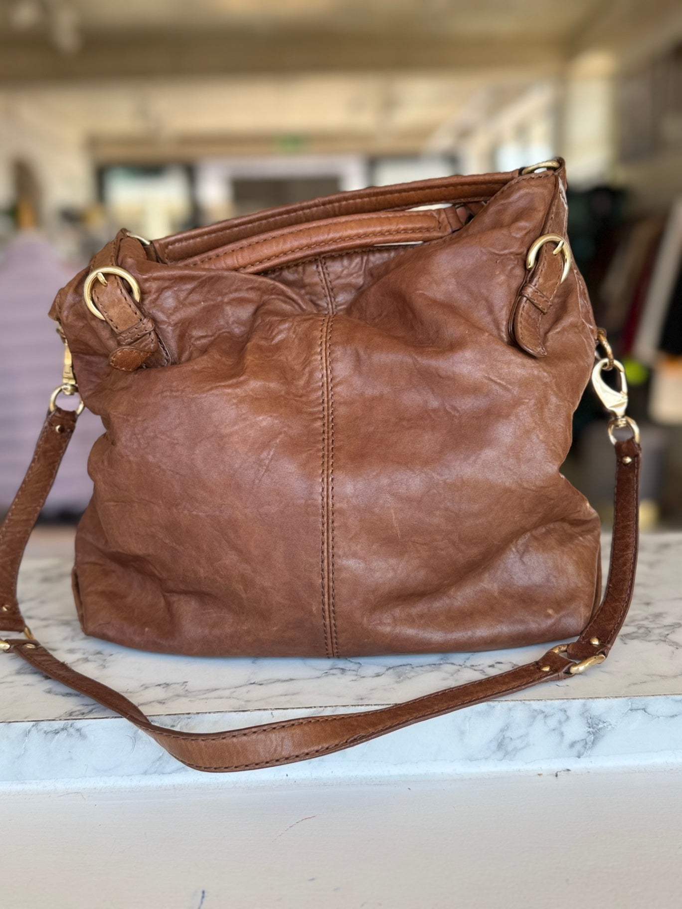 Antonio Melanie tan leather hobo bag RRP 4.5K