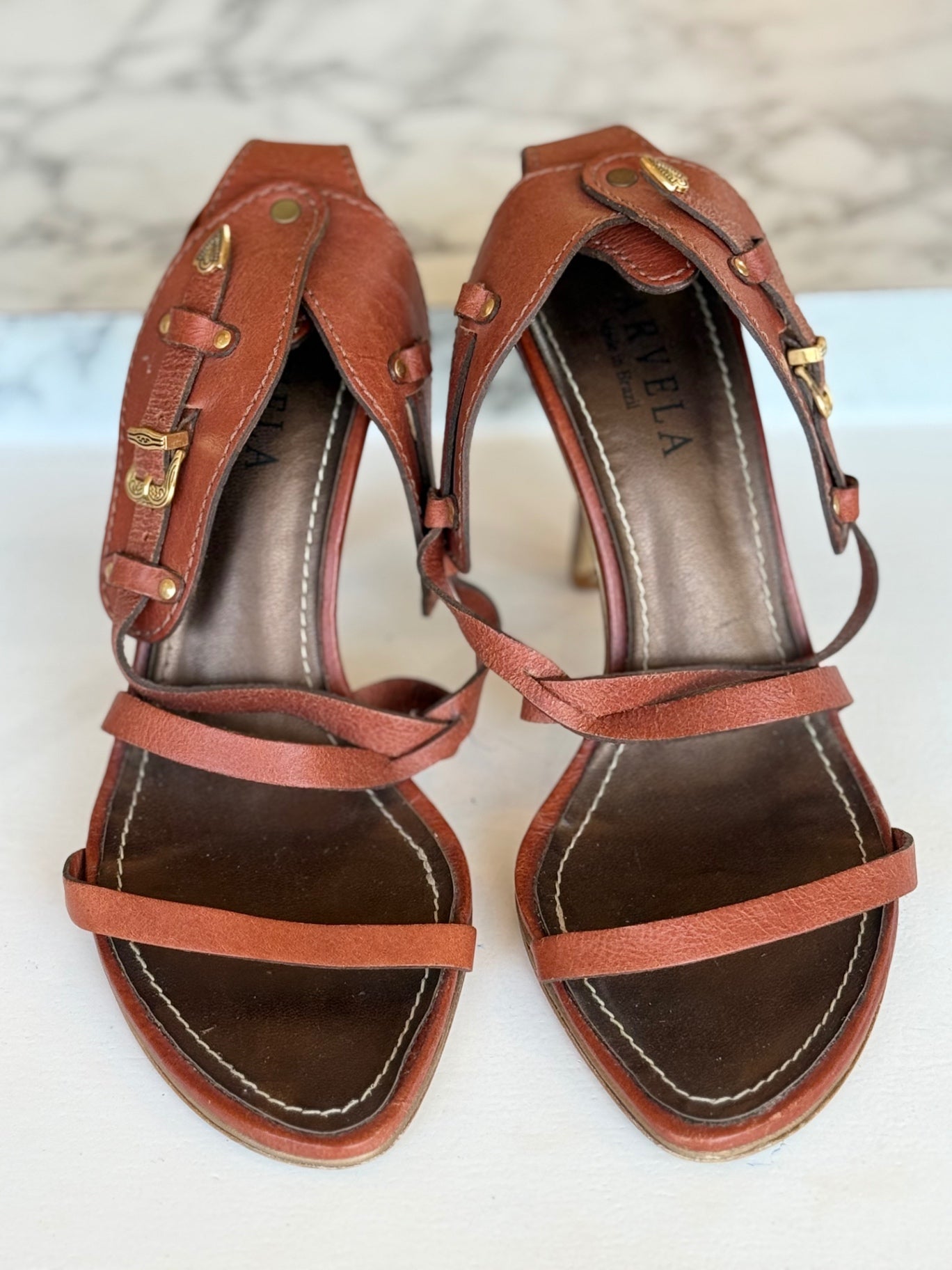 Carvella leather ankle strap heels 6 RRP 3.8K