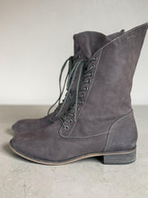 Pringle grey leather combat boot w lace up detail & folded cuff 39 RRP 3.2K
