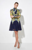 Mossman Navy/yellow hummingbird dress XS RRP R2,699