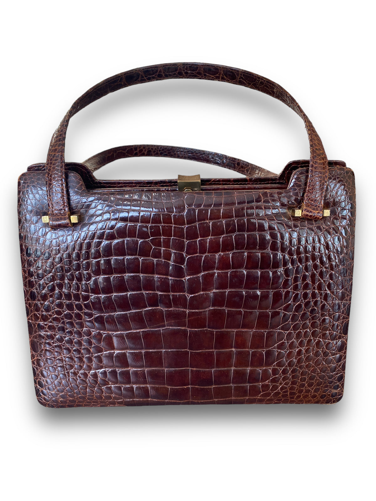 Made in West Germany brown alligator skin handbag