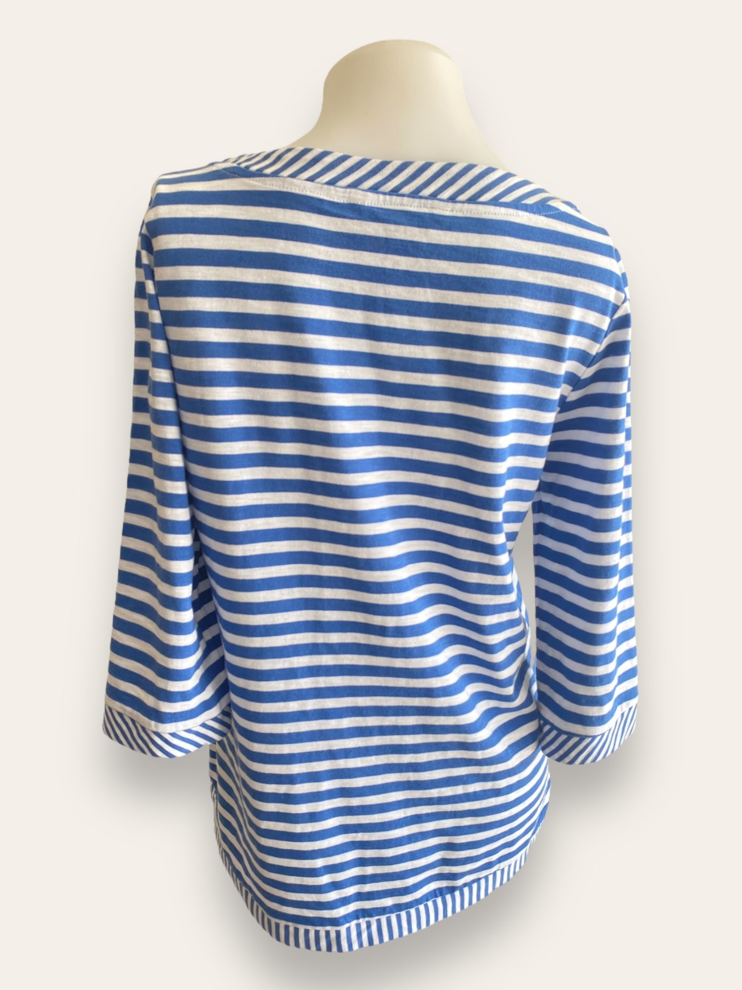 Yarra Trail blue/white striped top w pockets XS
