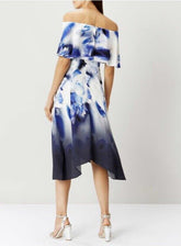 COAST white/blue printed dress S RRP 2,500
