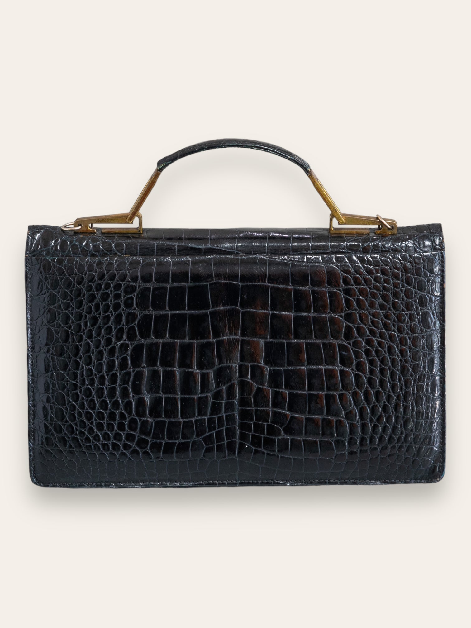 Kyla Cutout Satchel in Black Deep Cut Croco Leather – oliveve