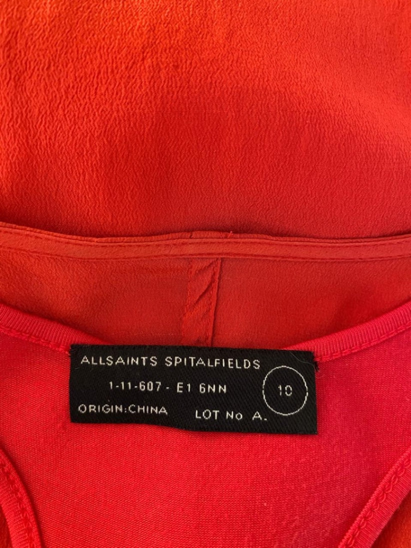 All Saints red silk dress