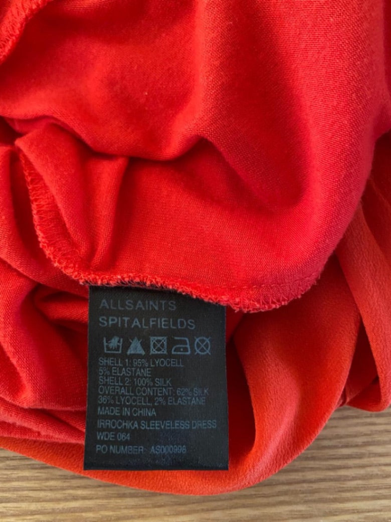 All Saints red silk dress