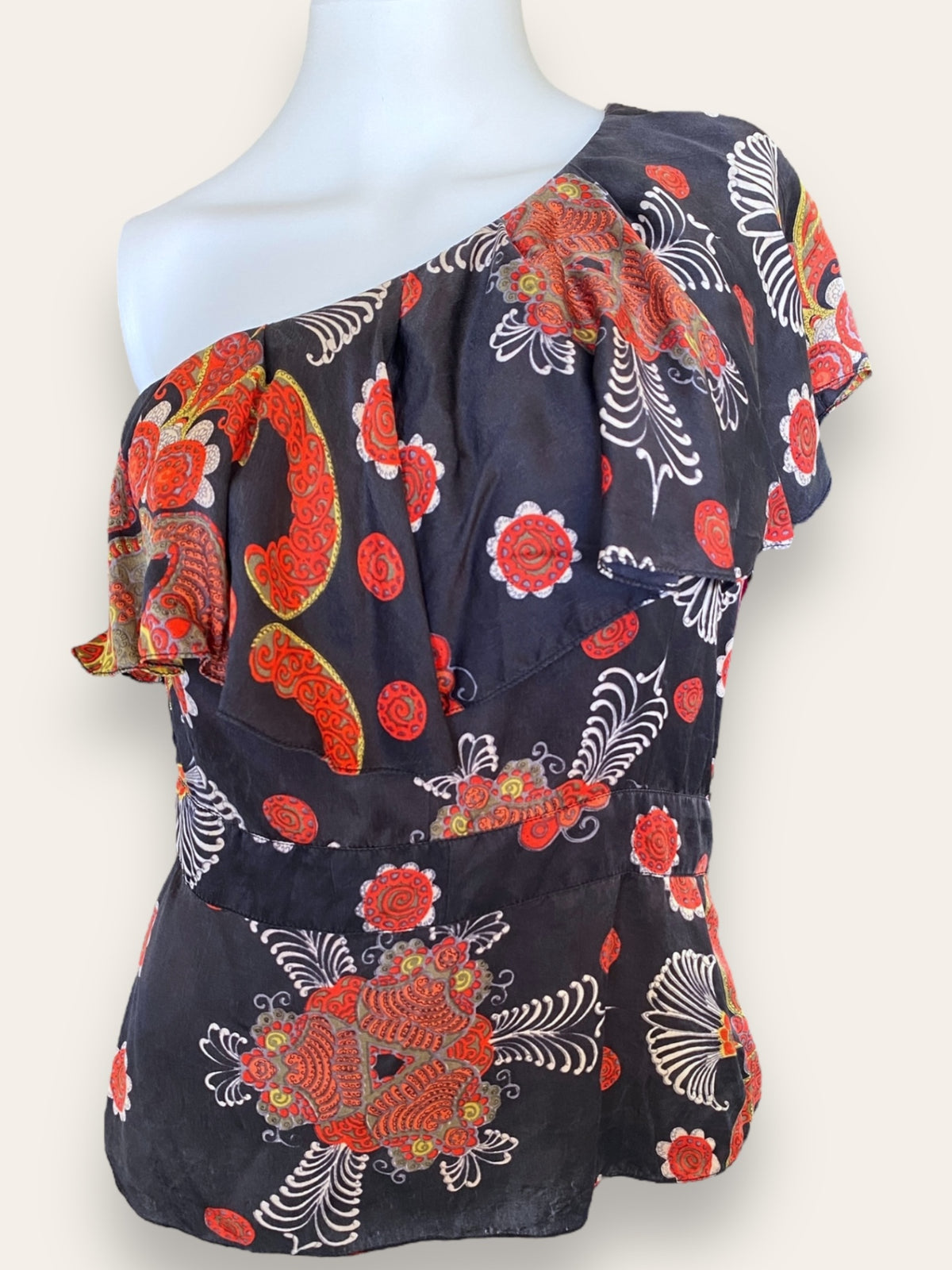 French Connection off the shoulder silk top 10