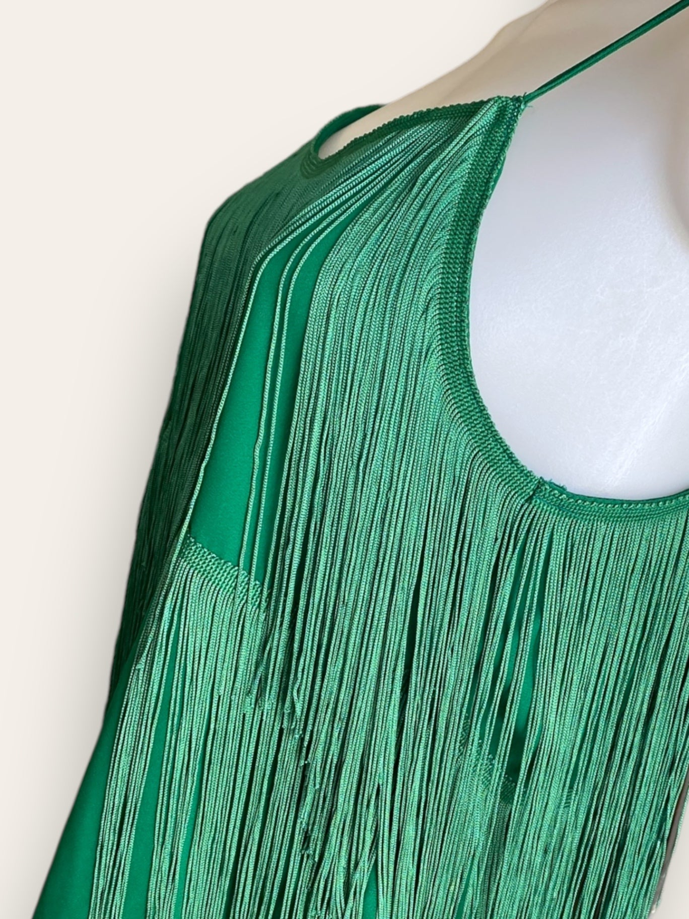 About Me green fringed strappy top S