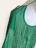 About Me green fringed strappy top S