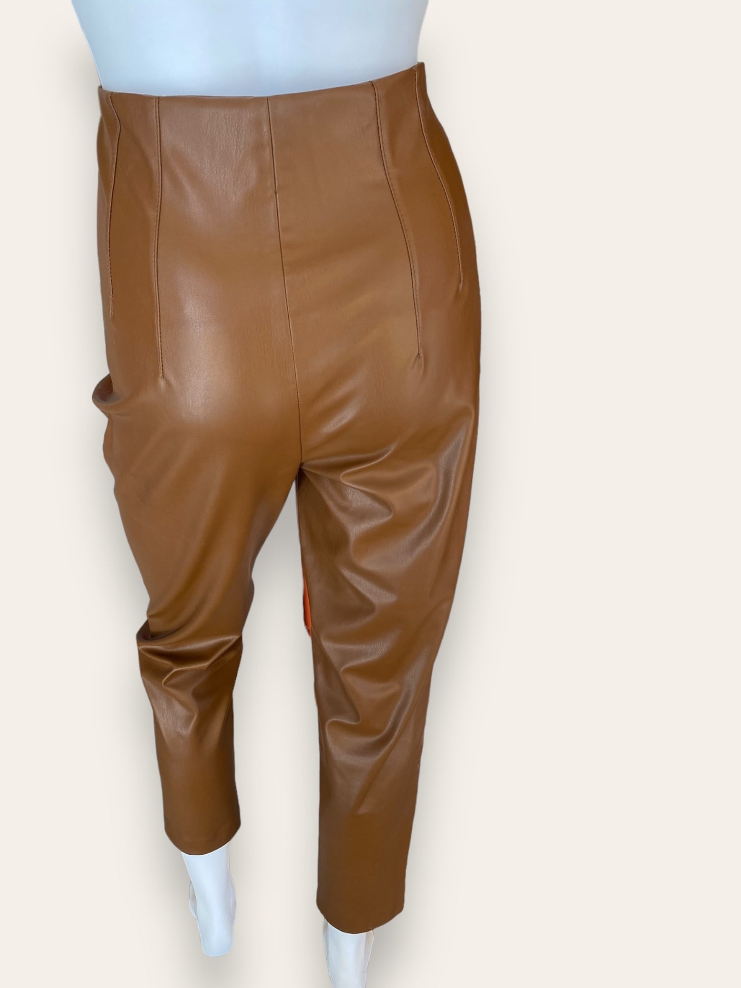 Zara tan faux leather pants S