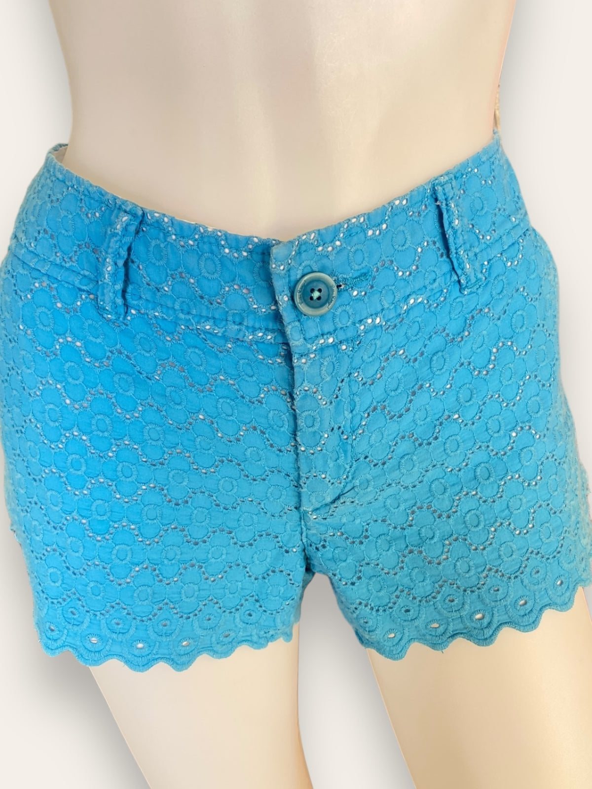 Lilly Pulitzer The Walsh Scalloped Hem Women’s Blue Lace Shorts  Size XS