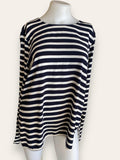 TRENERY Navy/white striped top Medium