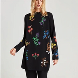 Zara Black floral dress Large