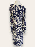 ZARA Navy/Cream printed maxi dress L