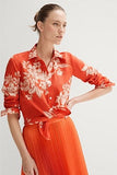 TRENERY Orange/White floral linen Shirt XS