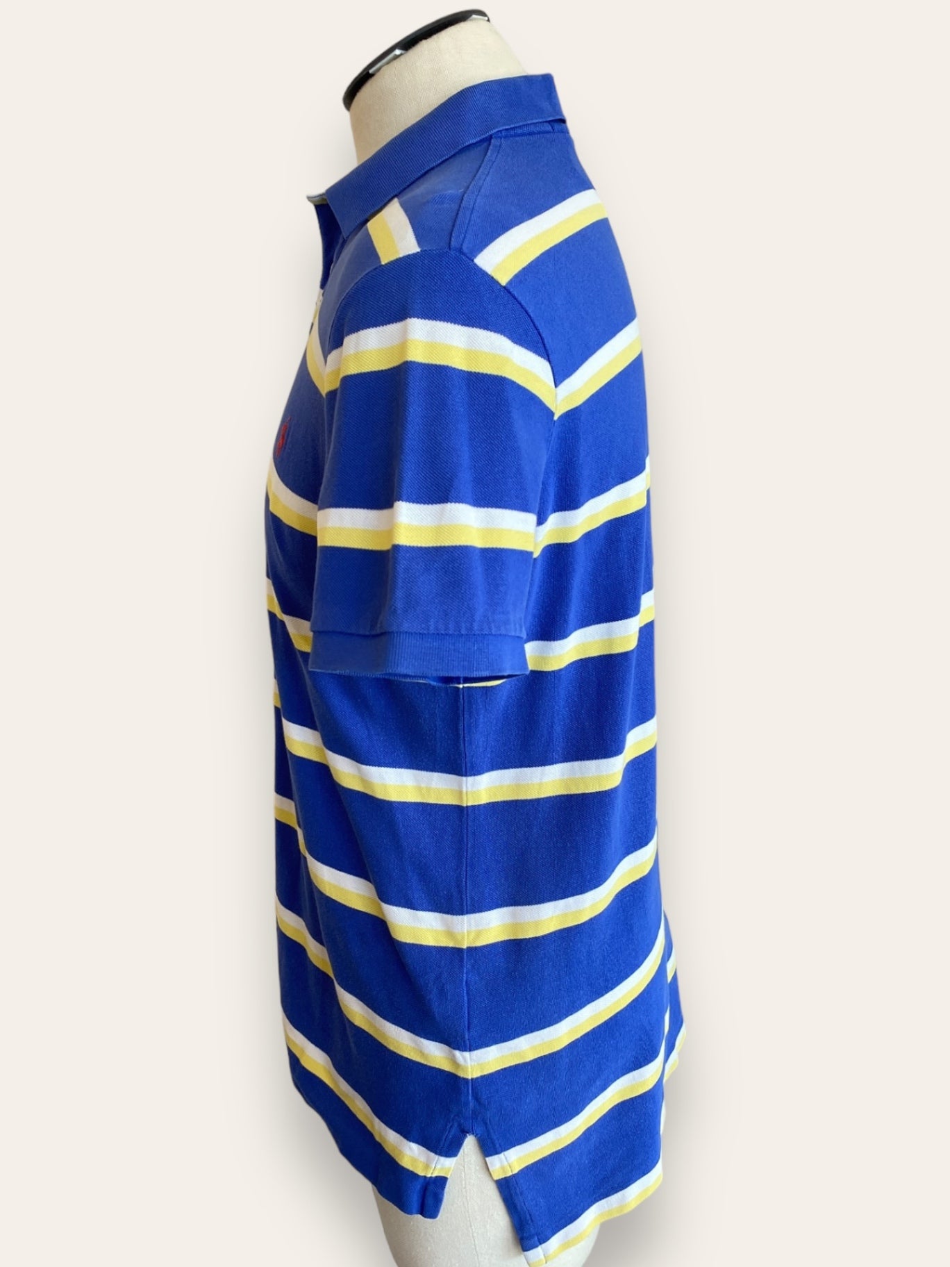 Polo Blue/White/Yellow striped Men's golf shirt L