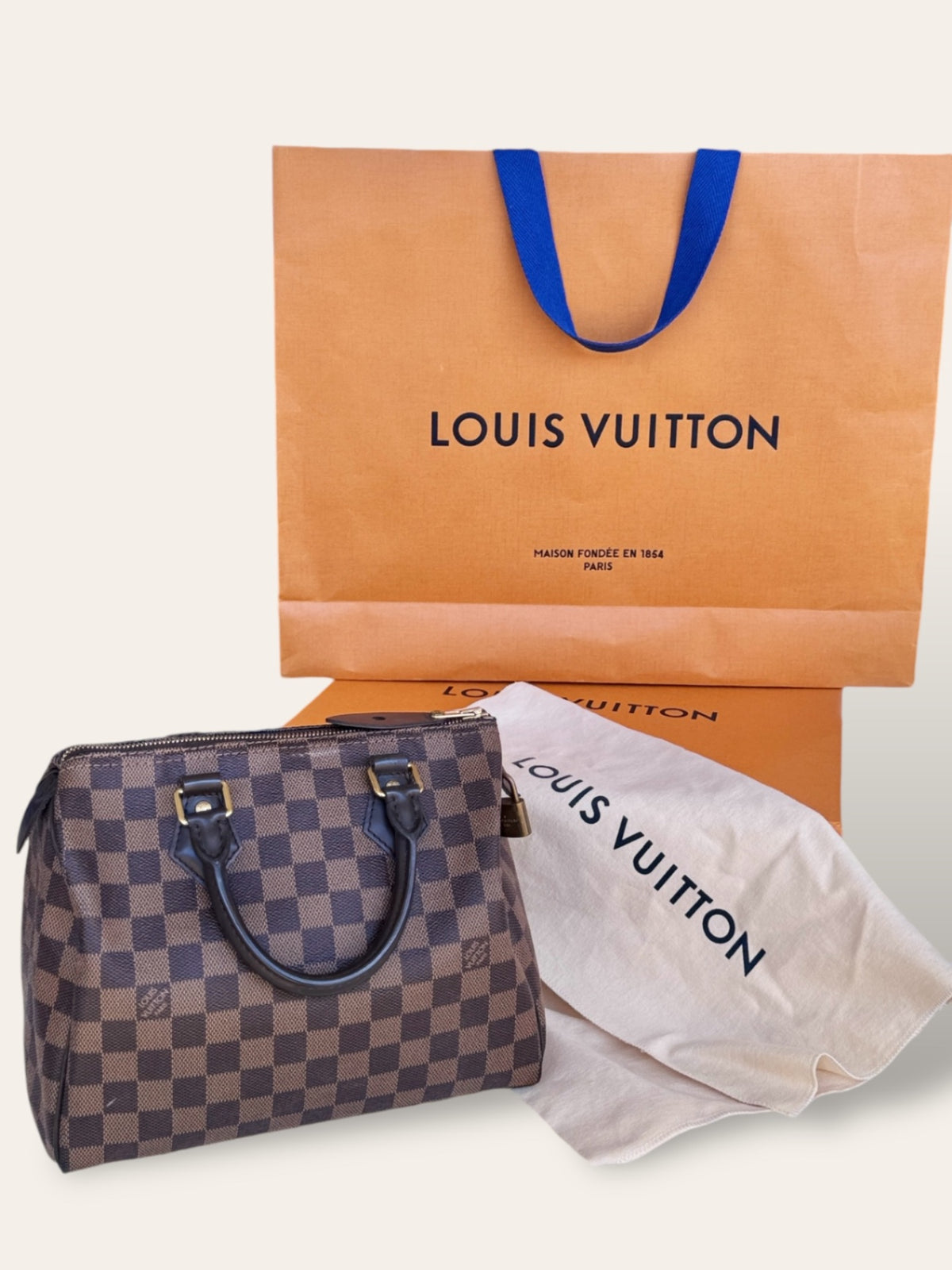 Louis Vuitton Damier Ebene Speedy Bandouliere 25 $980