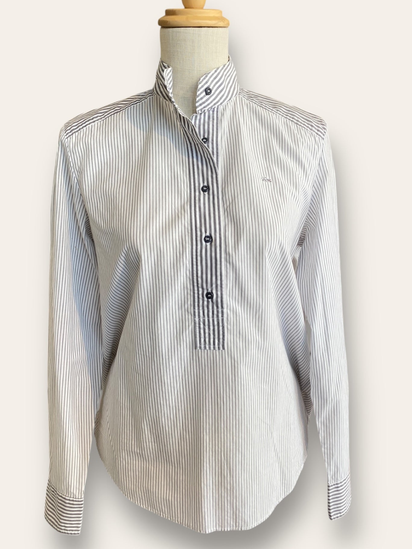 LACOSTE White with Grey stripes Shirt 36