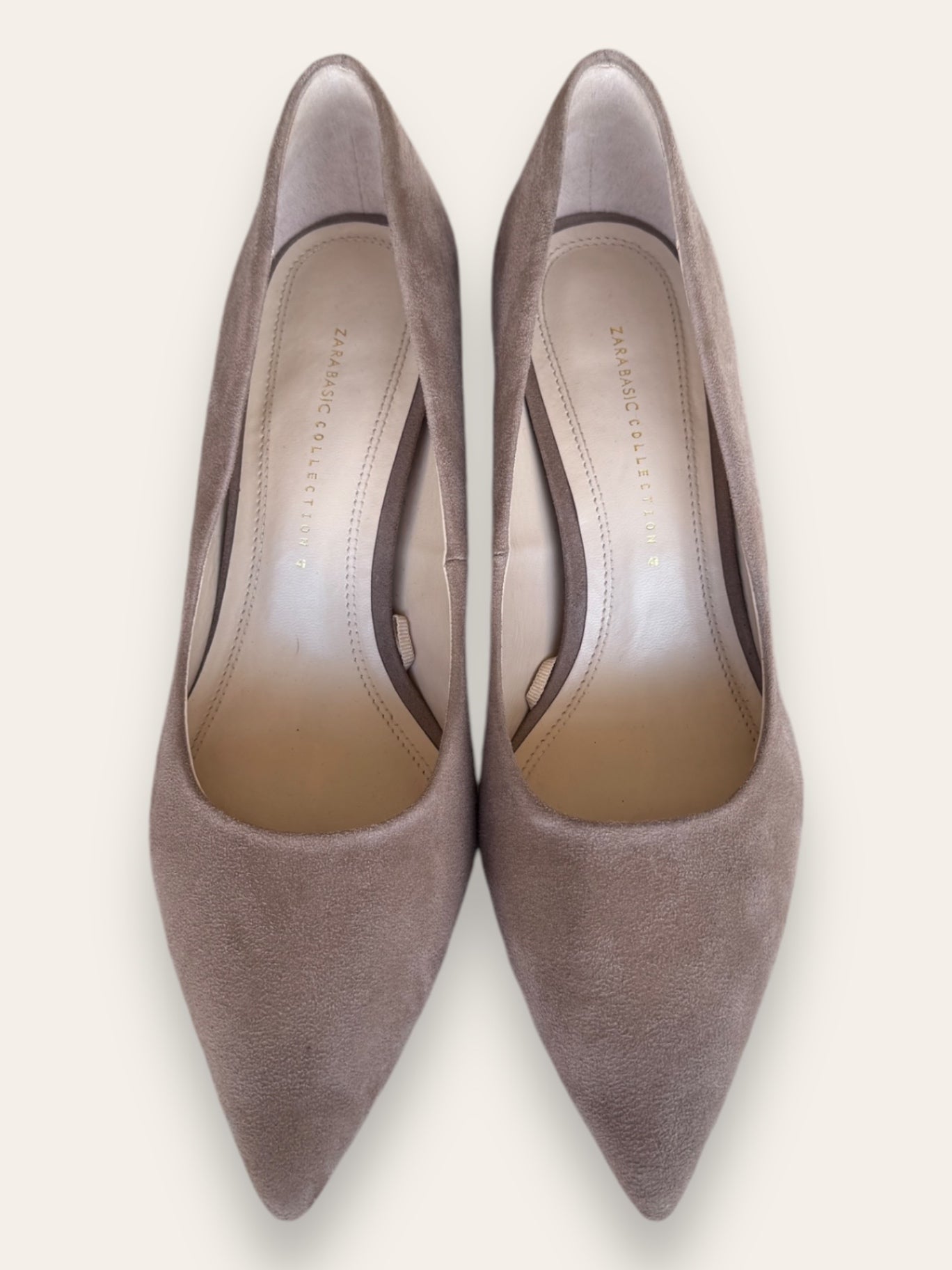 Zara Beige w clear block heels court shoes 8