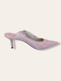 Jimmy Choo pink suede crystal strap heels 5