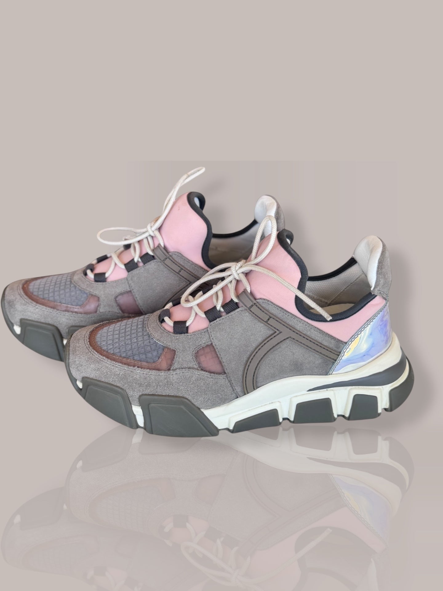 Salvatore Ferragamo Grey and pink sneakers 6