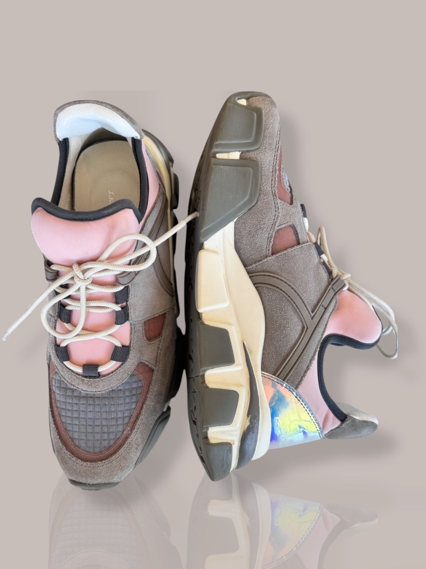 Salvatore Ferragamo Grey and pink sneakers 6