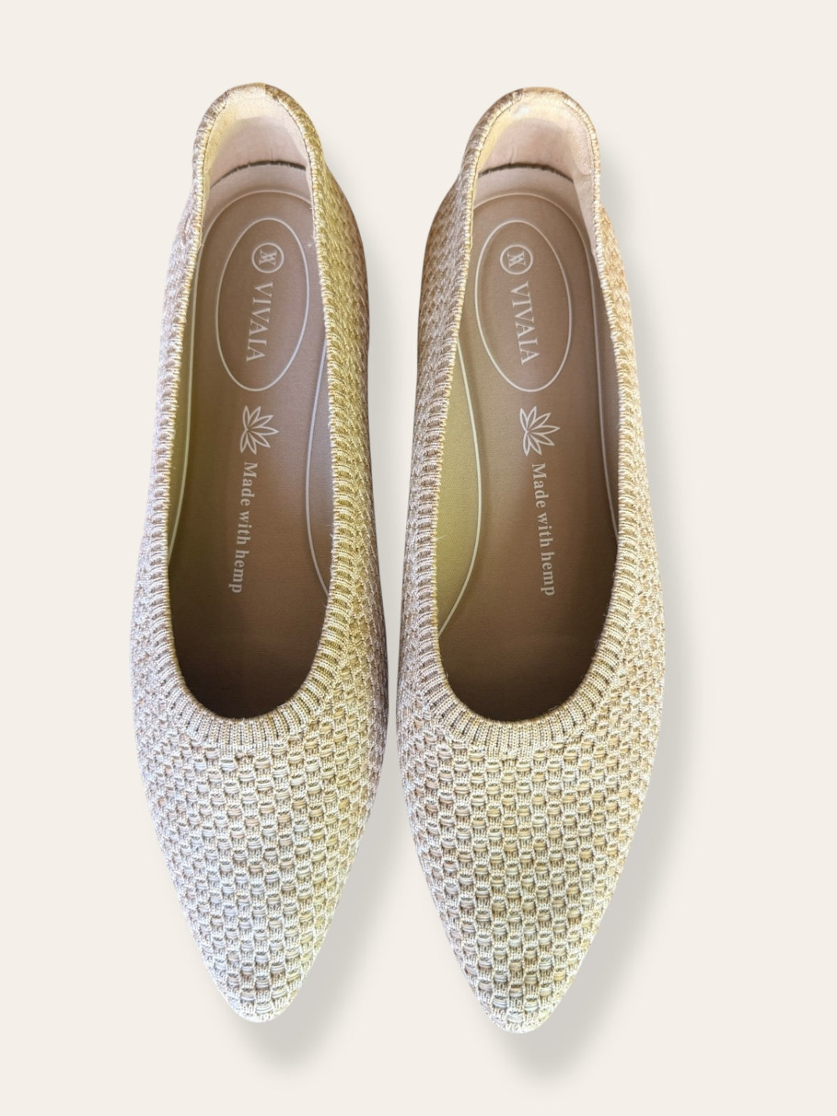 VIVAIA Hemp Knit pointed flats 8.5 (41.5) with box