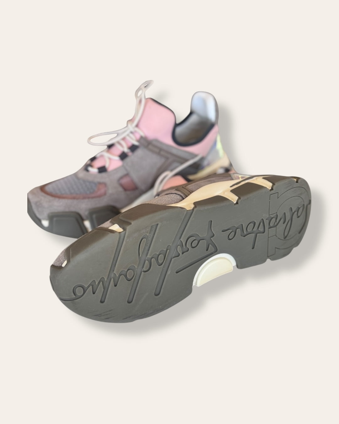 Salvatore Ferragamo Grey and pink sneakers 6