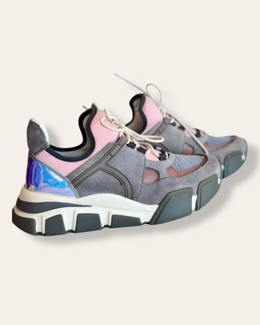 Salvatore Ferragamo Grey and pink sneakers 6