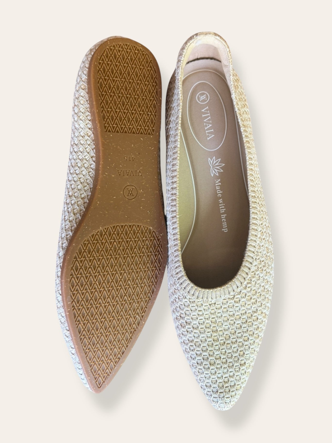 VIVAIA Hemp Knit pointed flats 8.5 (41.5) with box