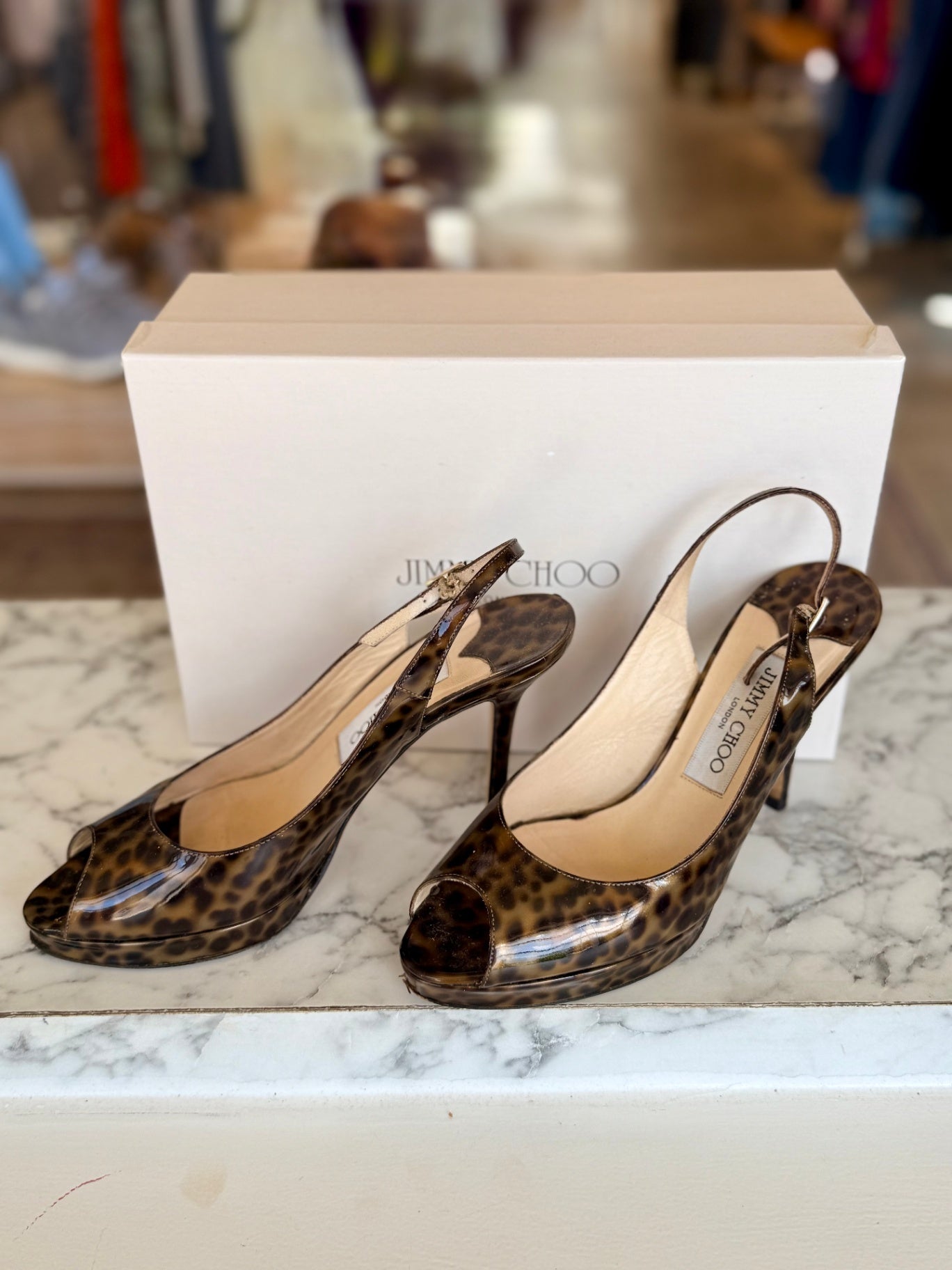 Jimmy Choo leopard print slingback heels 4 with box