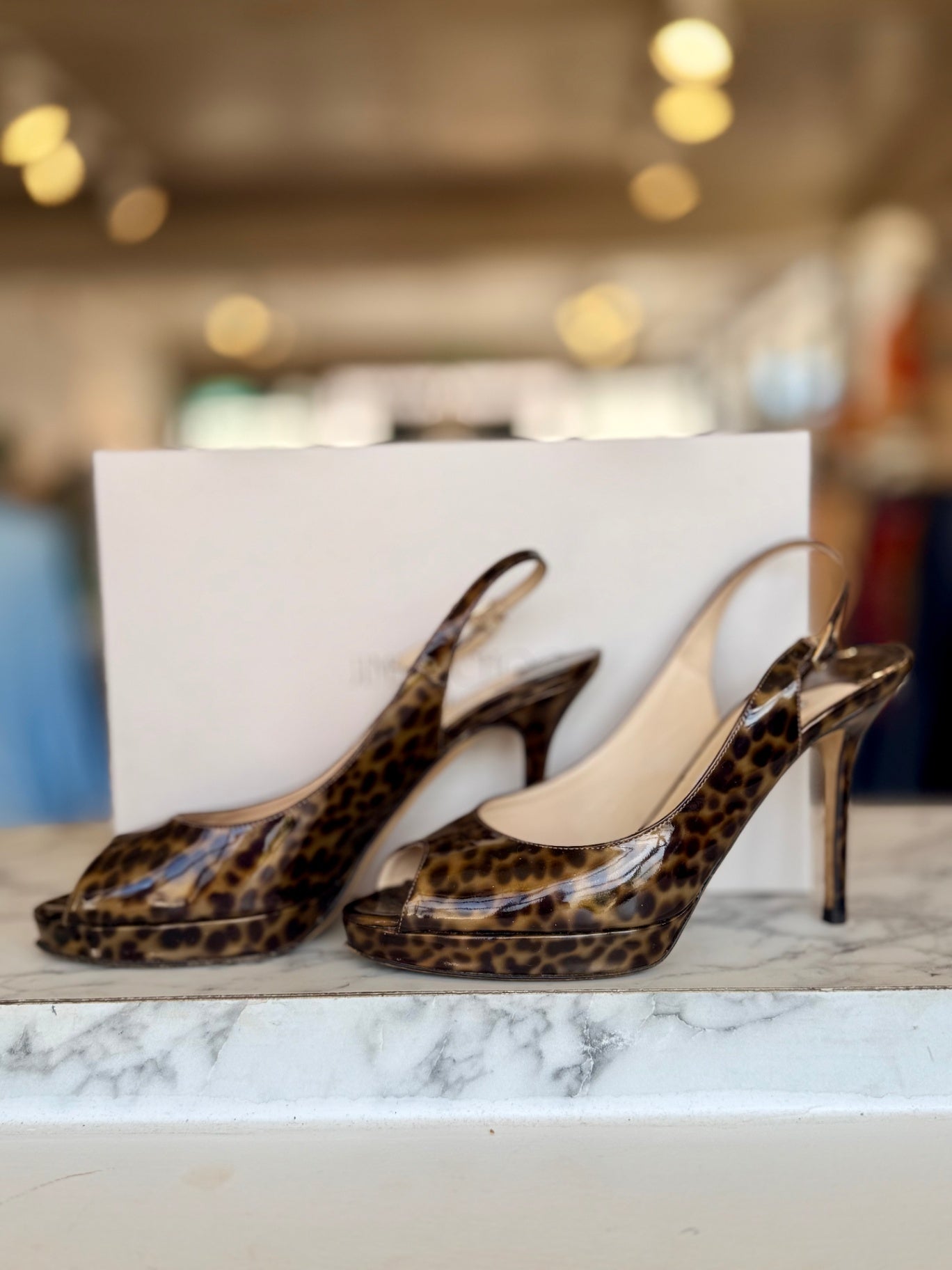 Jimmy Choo leopard print slingback heels 4 with box