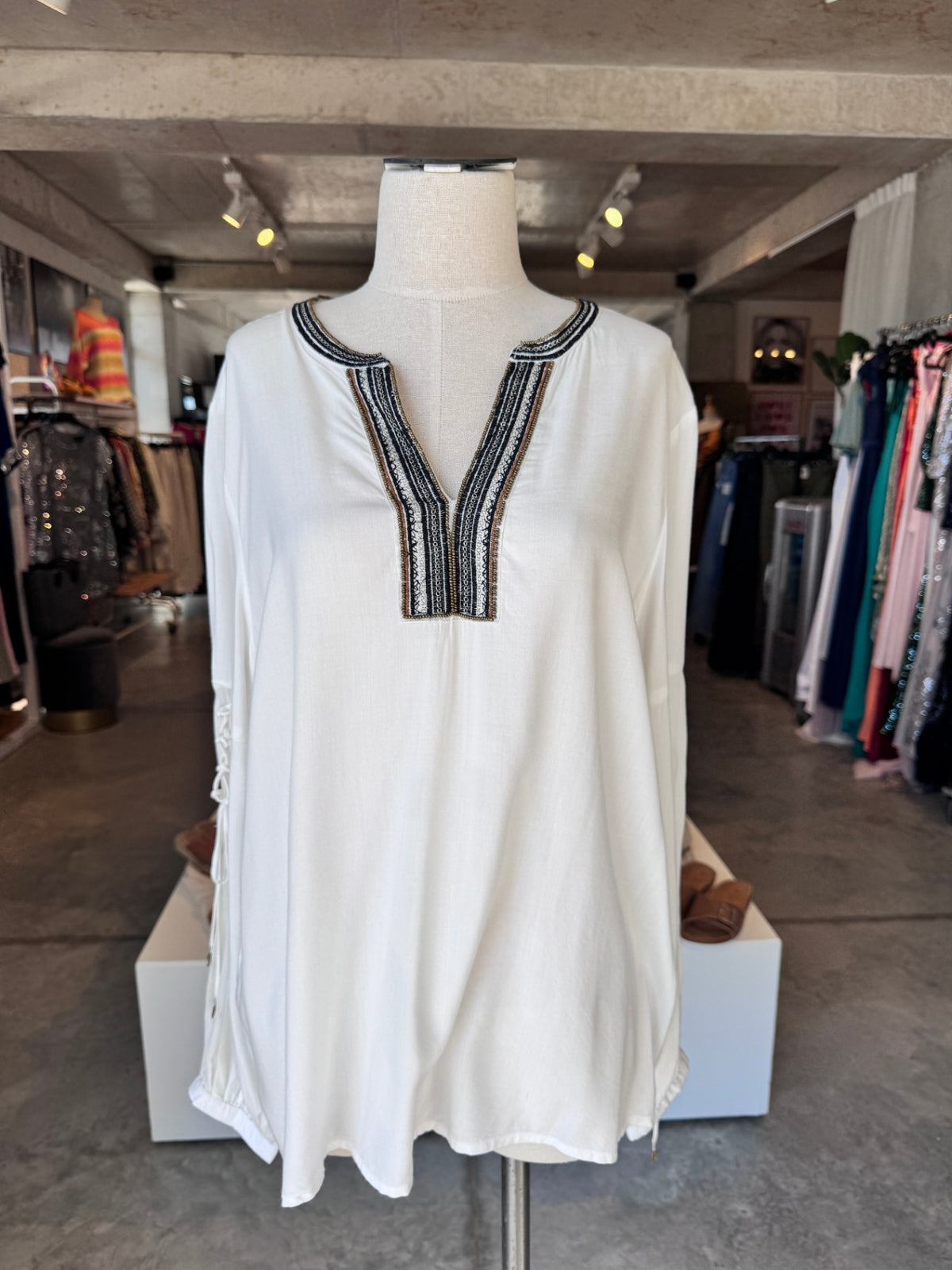 cream white luxa blouse with neckline detail 40