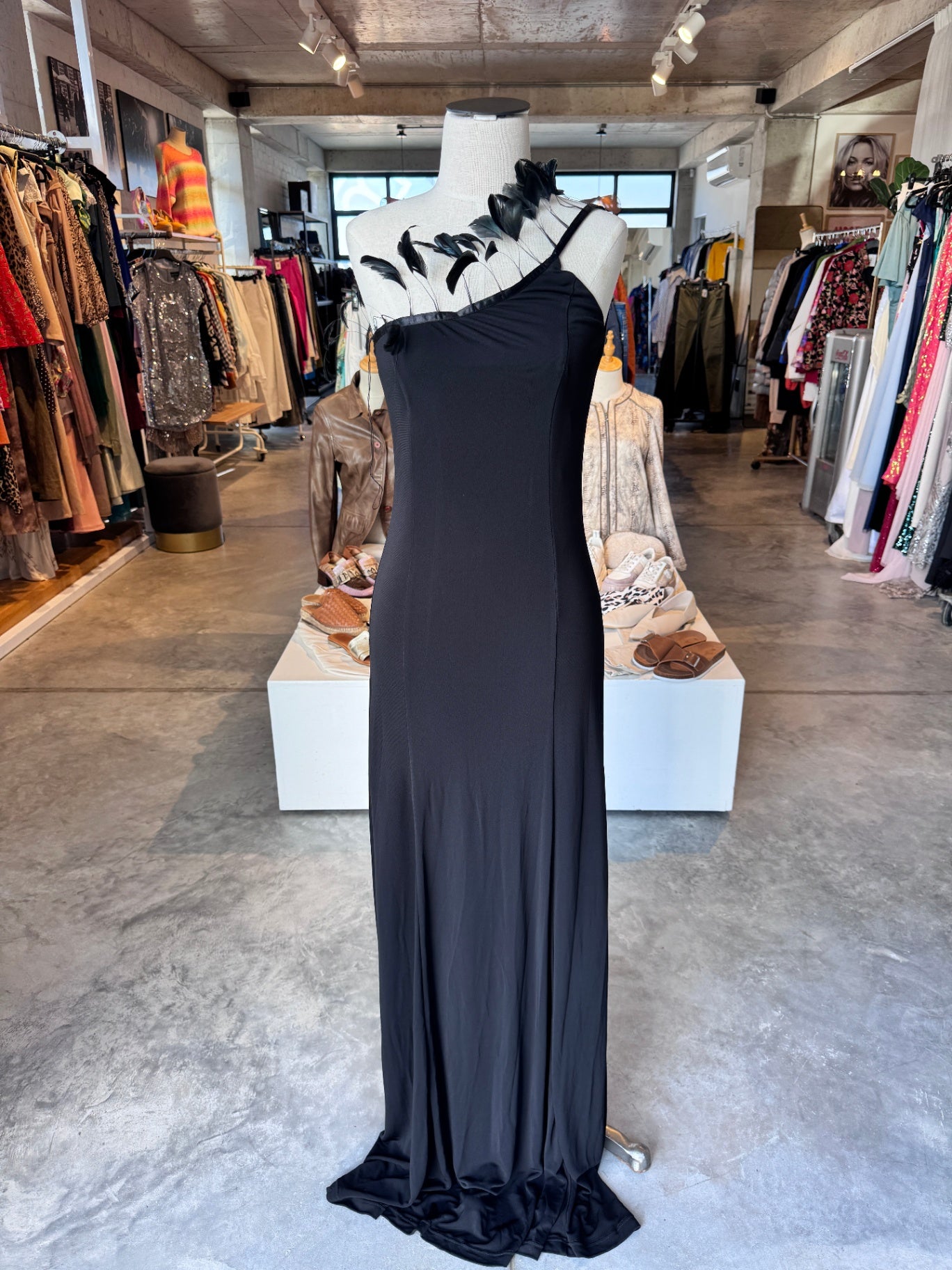 Errol Arendz One-Shoulder Feather Detail Gown 10