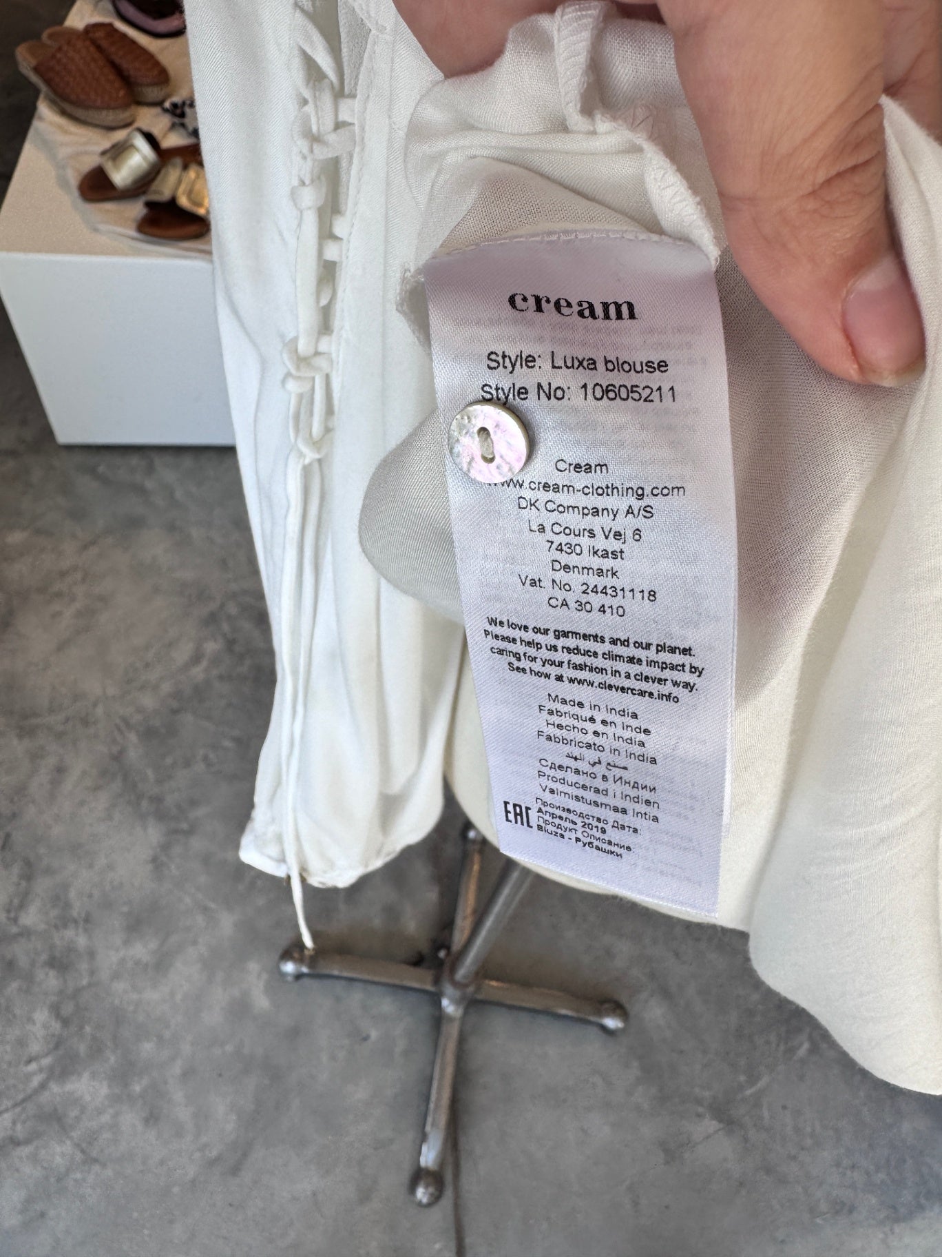 cream white luxa blouse with neckline detail 40