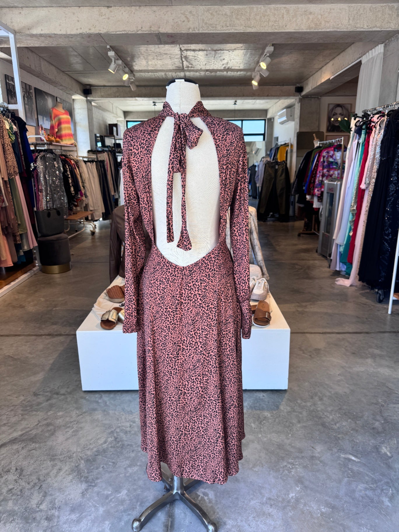 Free People animal print open back maxi dress 8 RRP R3,200