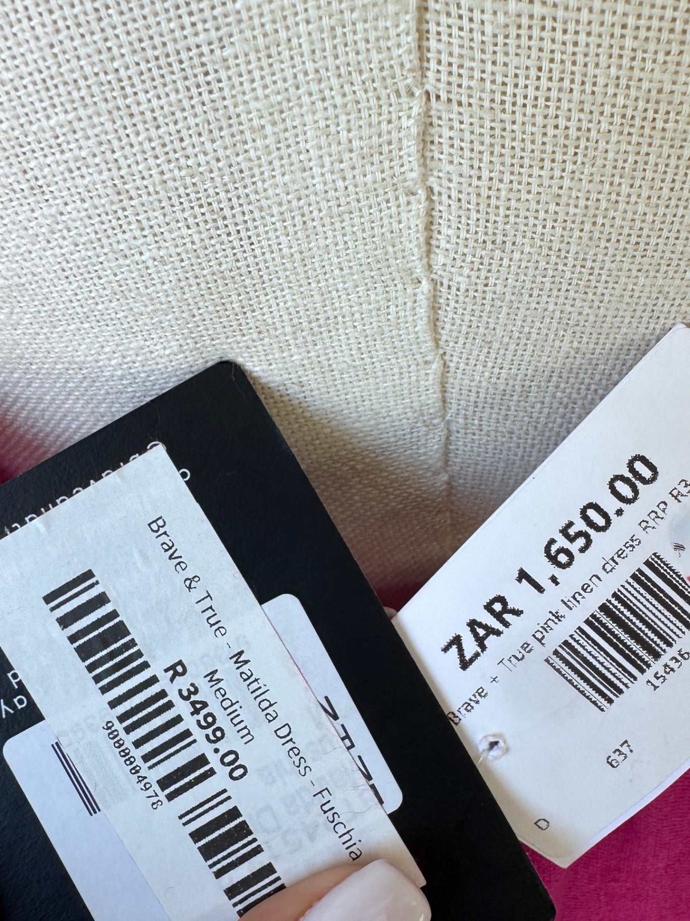 Brave + True pink linen dress M NEW with tag of R3,499