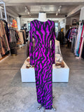 Love Tart blk purple printed maxi dress S